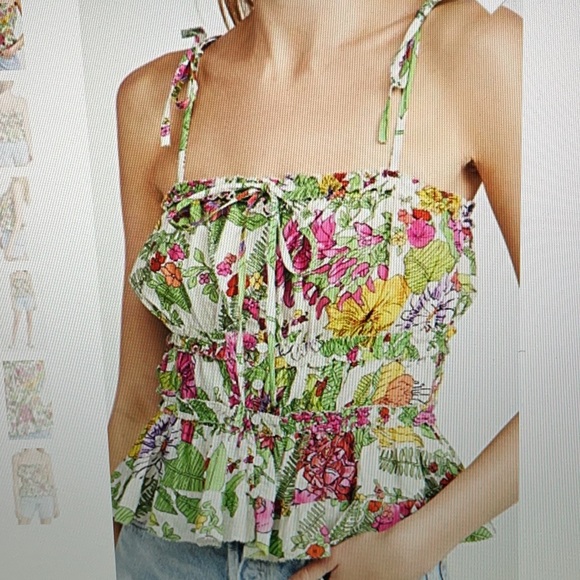 NWT Love the Label tiered ruffle seams, Mitzie Print tropical / resort tank top - Picture 5 of 5